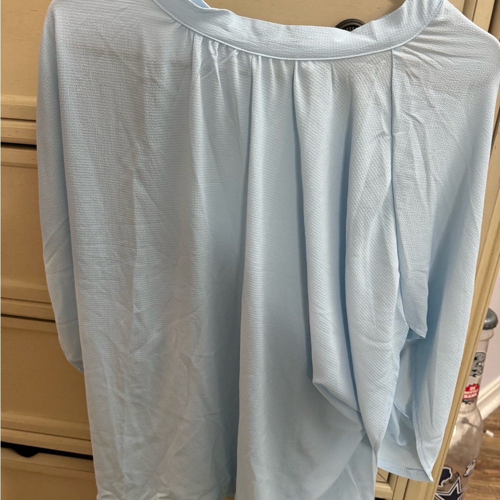 silk blue shein top